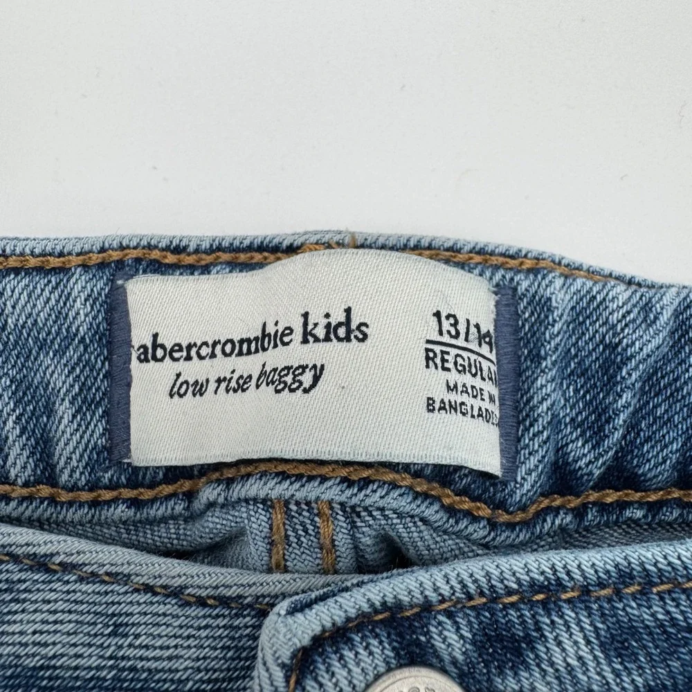 Abercrombie Kids Low Rise Baggy Jeans Medium Wash Blue‎ Denim Size 13/14 Regular